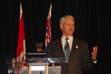 Premier Gordon Campbell addresses the Mining Association of British Columbia in Vancouver on May 22, 2003 to announce the new $2.1-million Rocks to riches program. In partnership with the mining industry and the federal government, the program will provide geoscience surveys needed to increase mineral exploration and investment throughout B.C. 