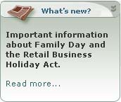 Important information about Family Day and the Retail Business Holiday Act.