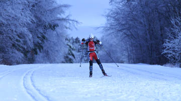 David McMahon sent us this photo of two-time Olympian Lise Meloche, cross country skiing in the Gatineau Park after a recent snow-storm