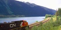 A CN freight train near Jasper, Alta.