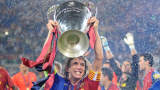 Barcelona captain and defender Carles Puyol holds the European Cup on May 27, 2009.