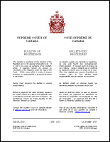 Bulletin of Proceedings – Supreme Court of Canada