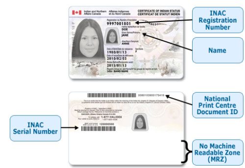 New Secure Certificate of Indian Status Card - Regular Format