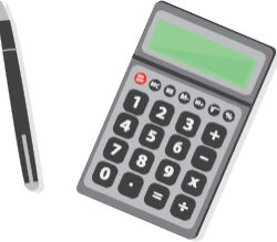 Illustration of pen and calculator