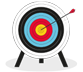 Illustration of a bullseye with an arrow in the middle